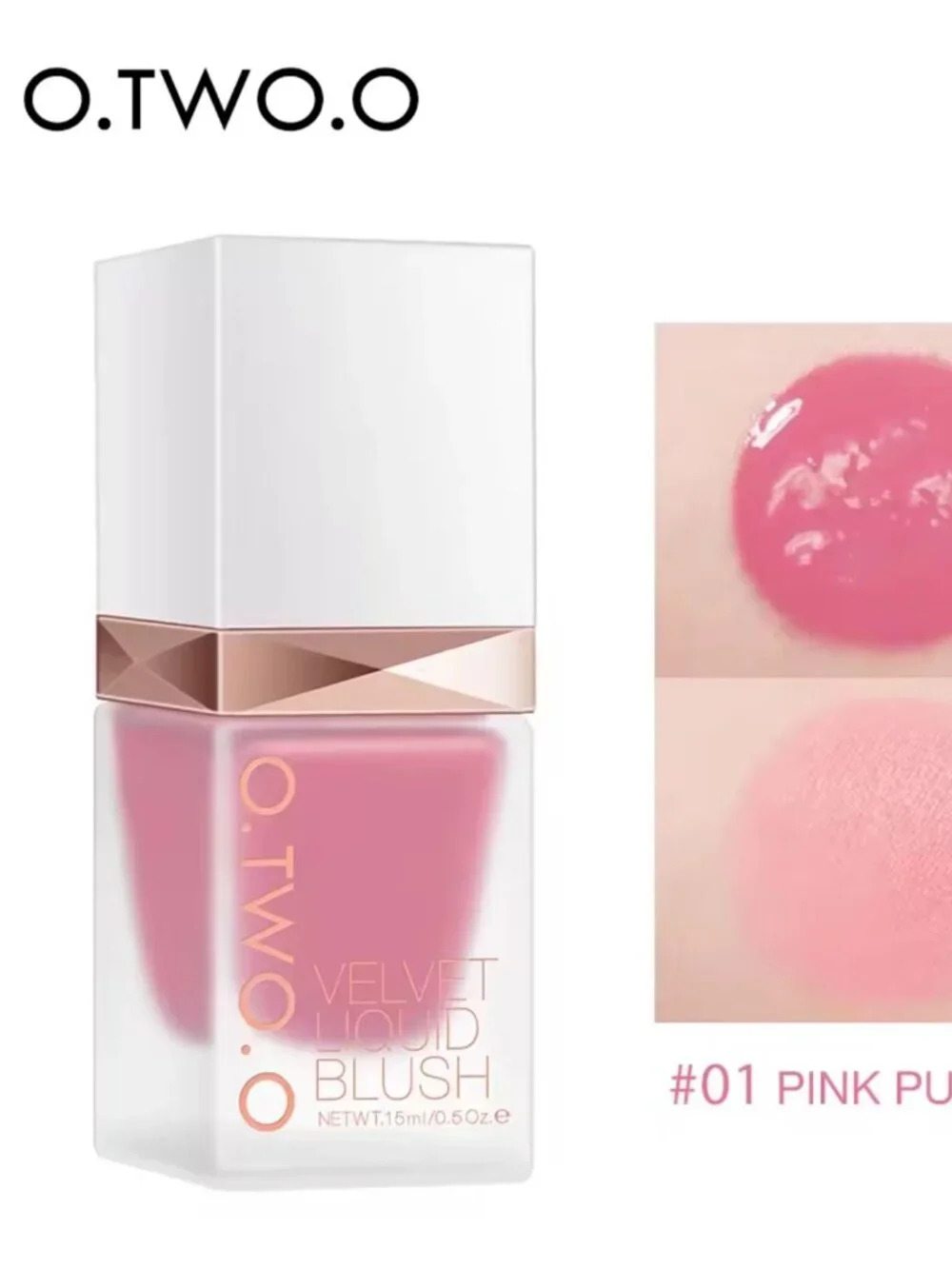 O.TWO.O Velvet Liquid Blush 01 Pink Purple, Long-Lasting Dewy Cheek Color